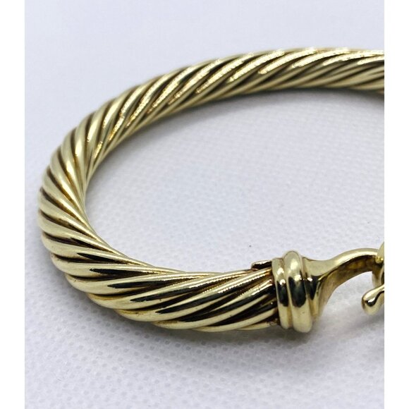 David Yurman Gold Cable Hook Bracelet 14K Gold 25.6g 5.5cm - Picture 3 of 12